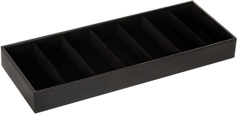 JackCubeDesign 7 Compartments Sunglasses Organizer, Leather Eyelgass Storage Tray Box for Table Desk Drawer (Carbon Design Black, 17.4 x 6.7 x 1.97) - MK378A